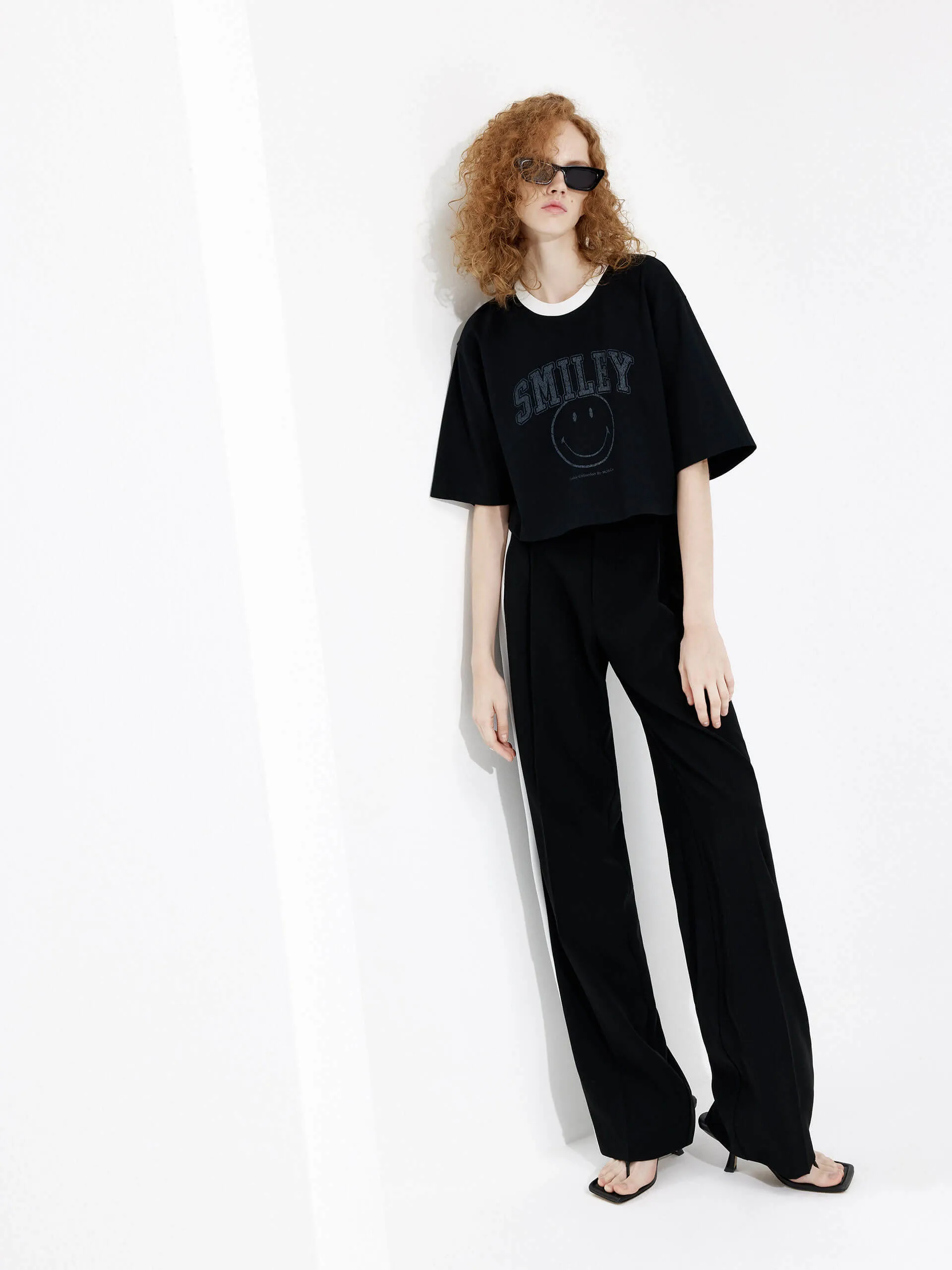 Contrast Trim Straight Pants