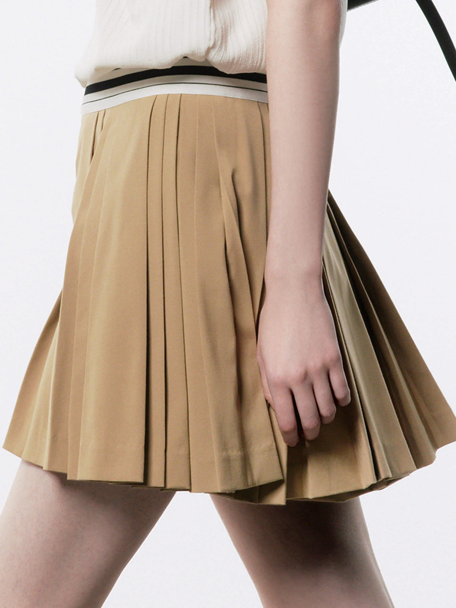 Contrast Waist Pleated Skort