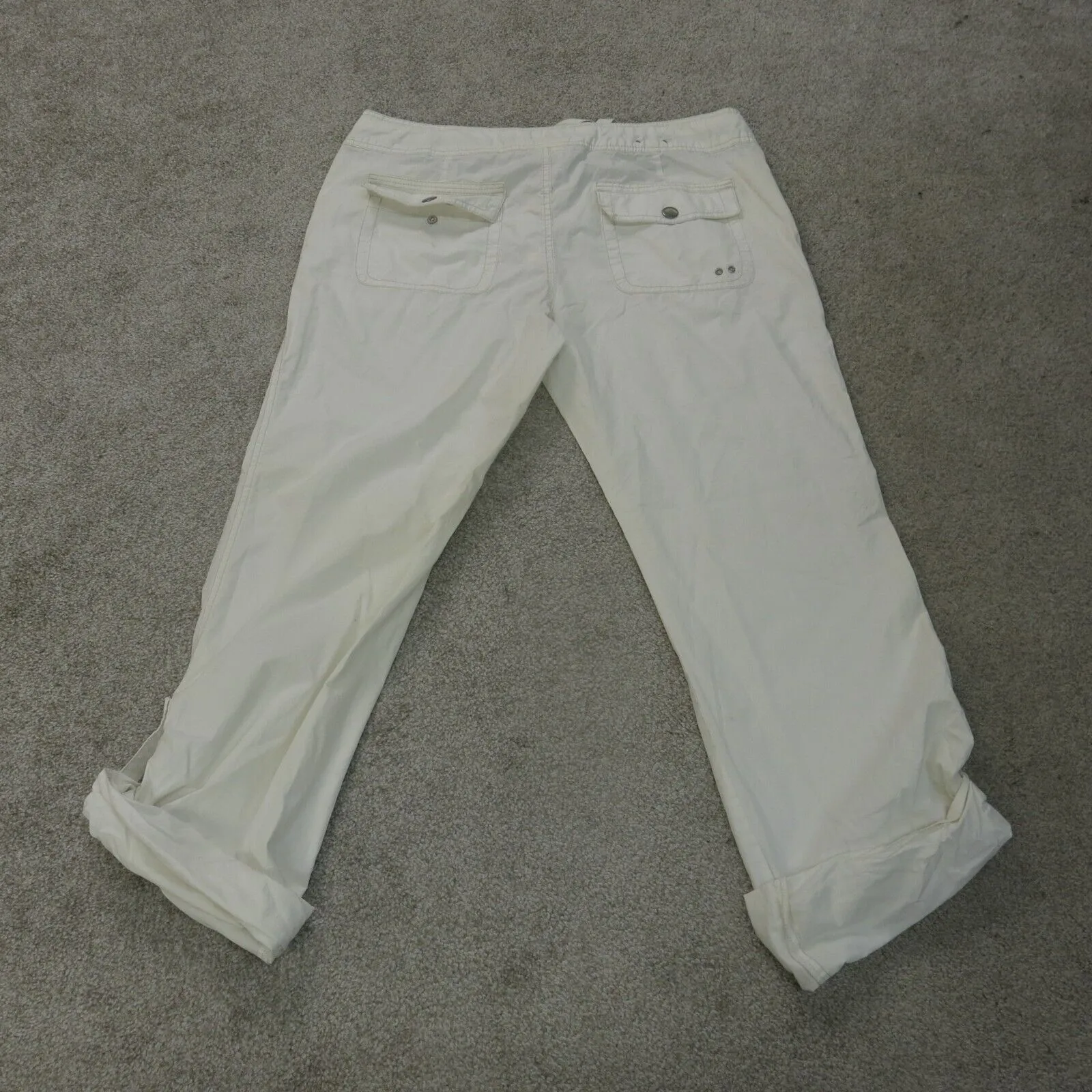 Converse One Star Pants Womens 12 White 100% Cotton Casual Rolled Button Cuff