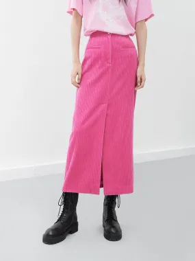 Corduroy Slit Front Skirt