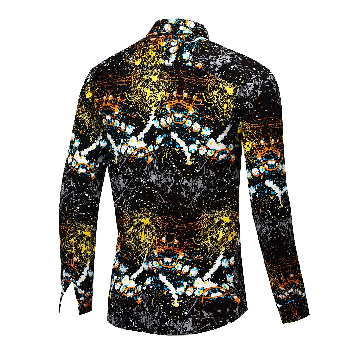 Cotton Long-sleeved Golden Shirt Colorful Shirt