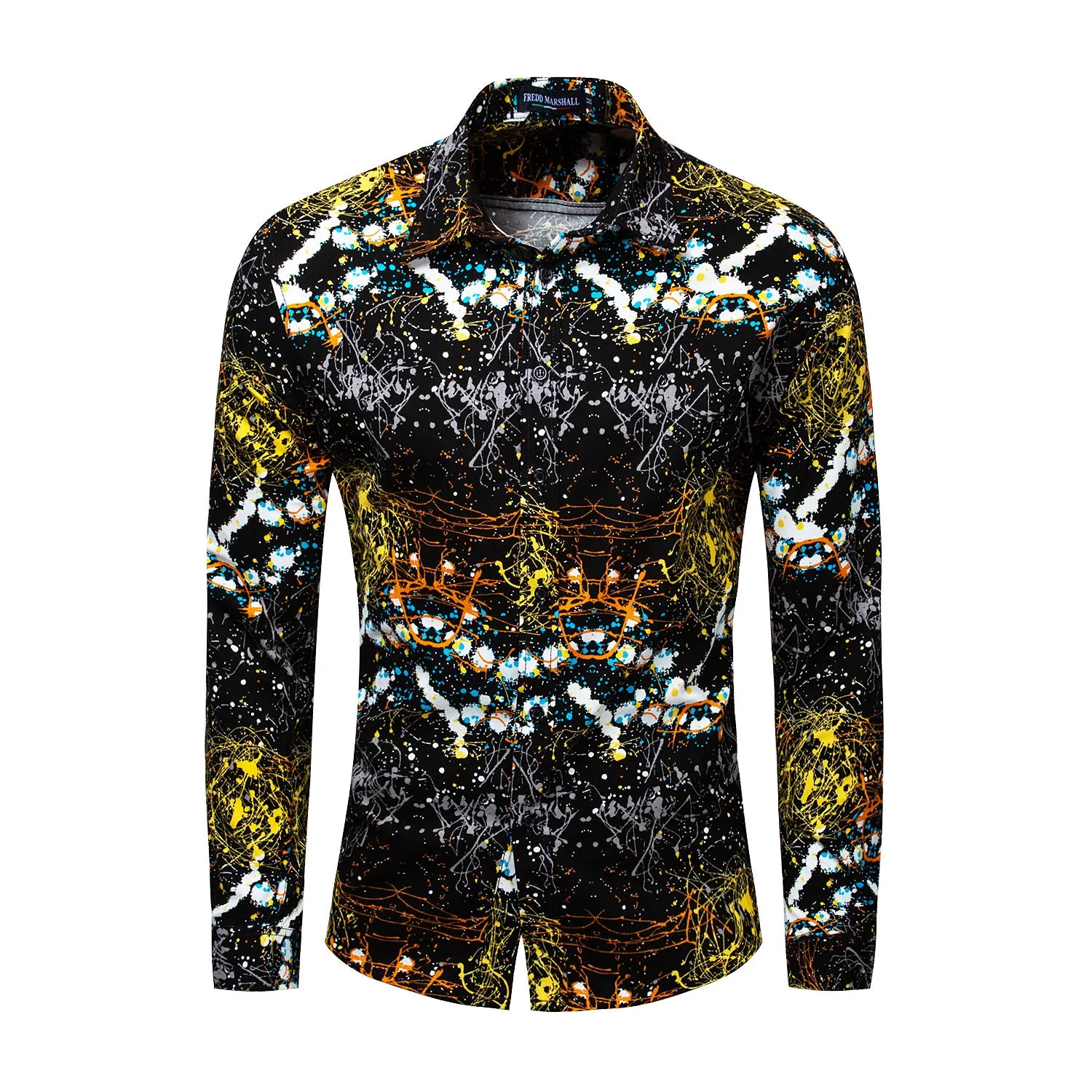 Cotton Long-sleeved Golden Shirt Colorful Shirt