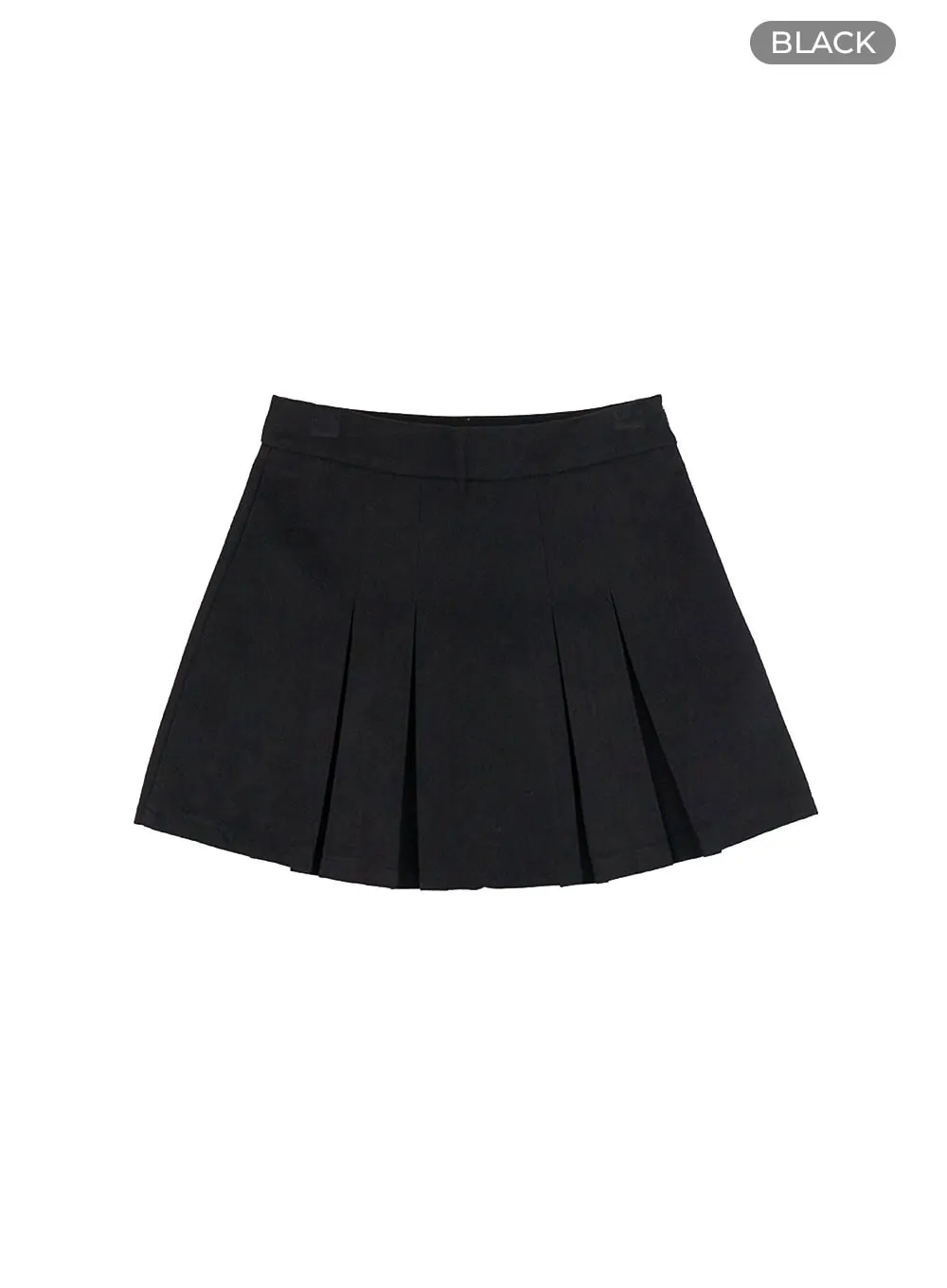 Cotton Pleated Solid Mini Skirt IS427