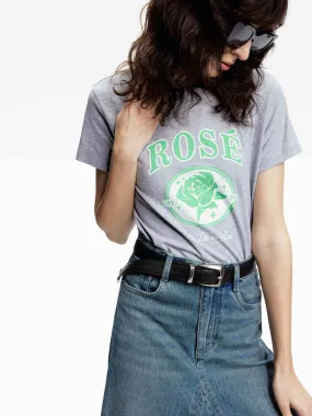 Cotton Rose Print T-shirt