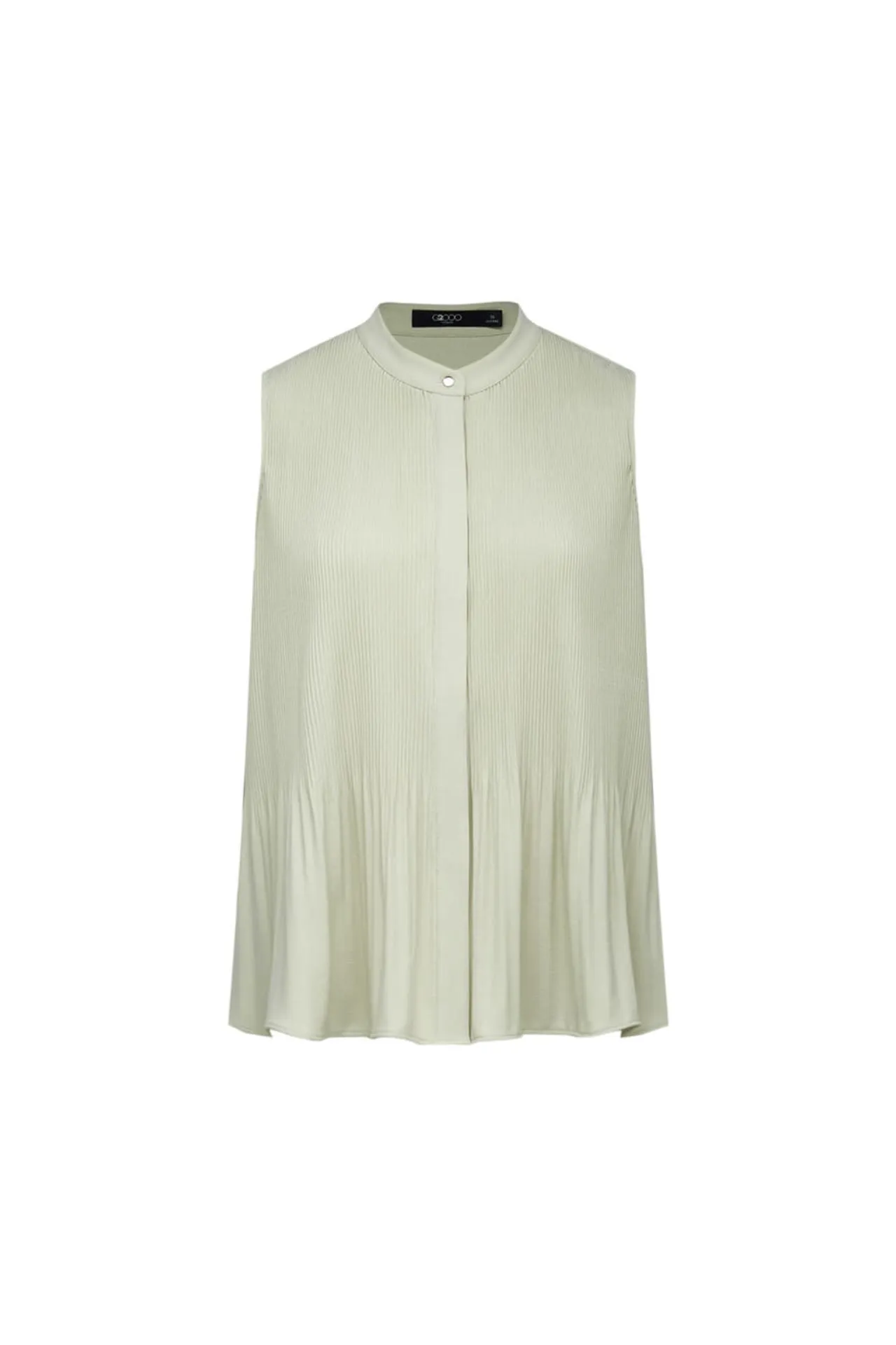 Crepe Pleated Stand Collar Blouse