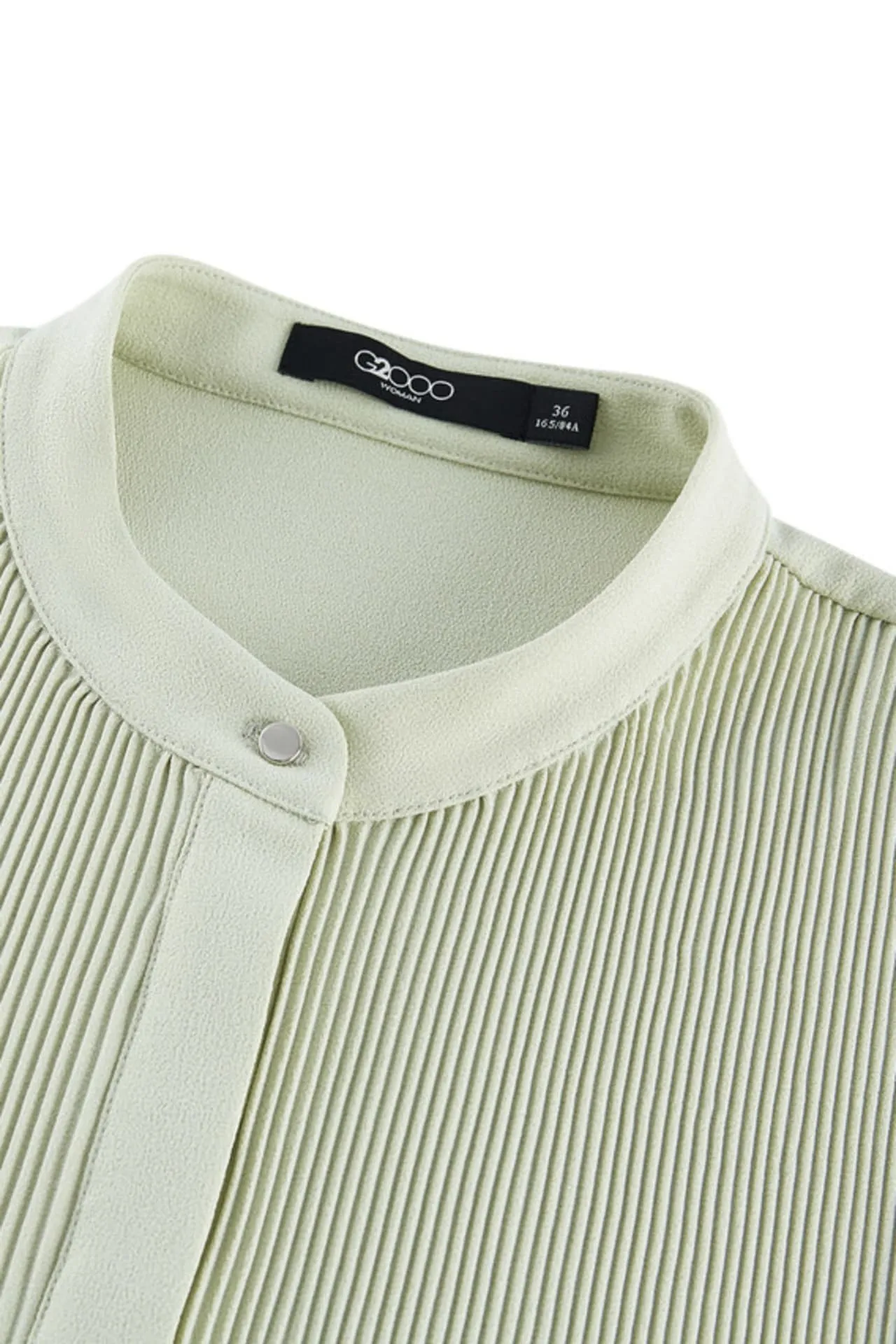 Crepe Pleated Stand Collar Blouse