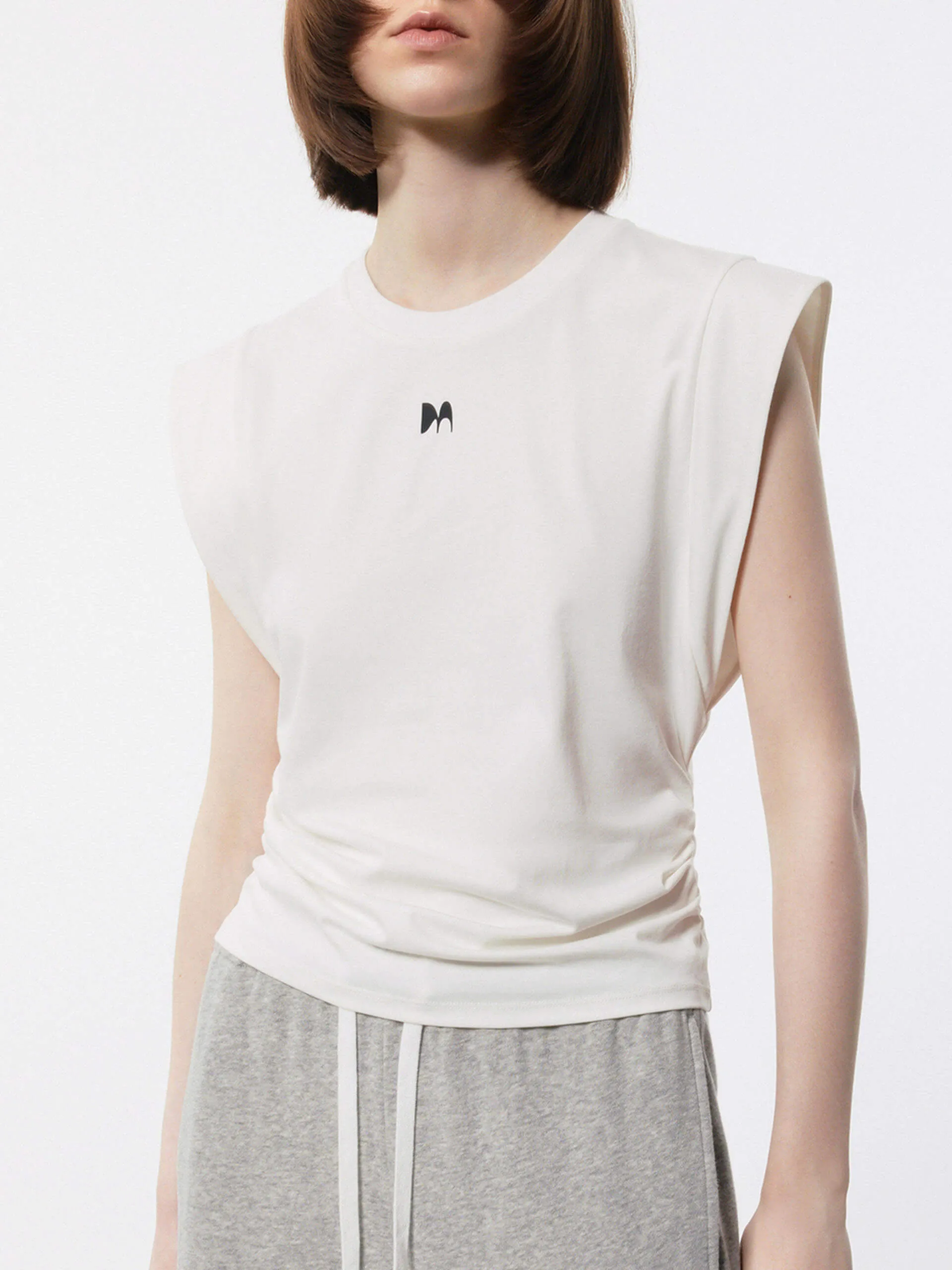 Crew Neck Pleated T-shirt