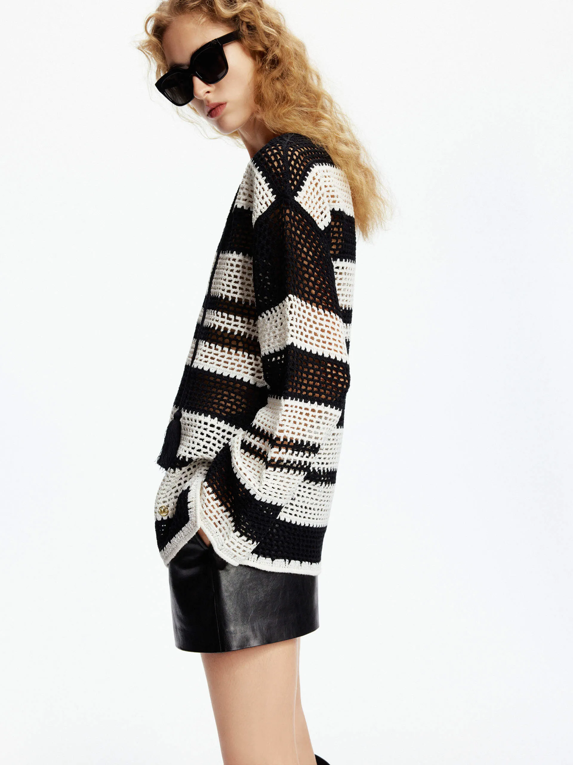 Crochet Knit Stripe Sweater