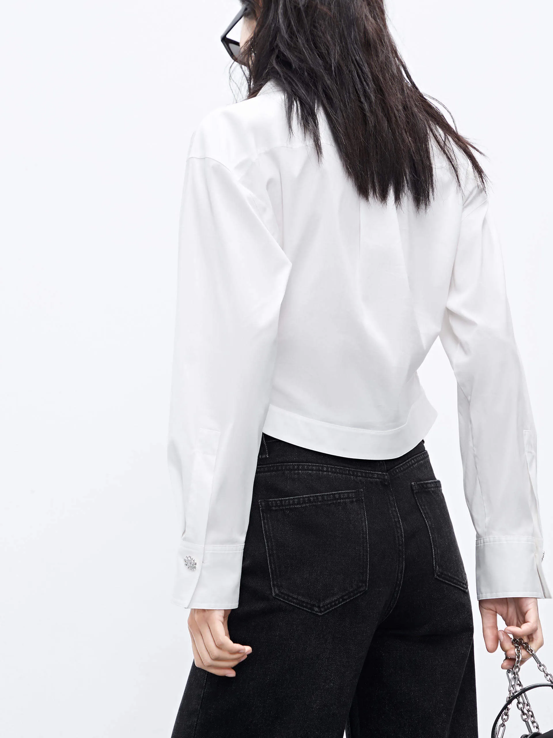 Cropped Cotton Blend Shirt