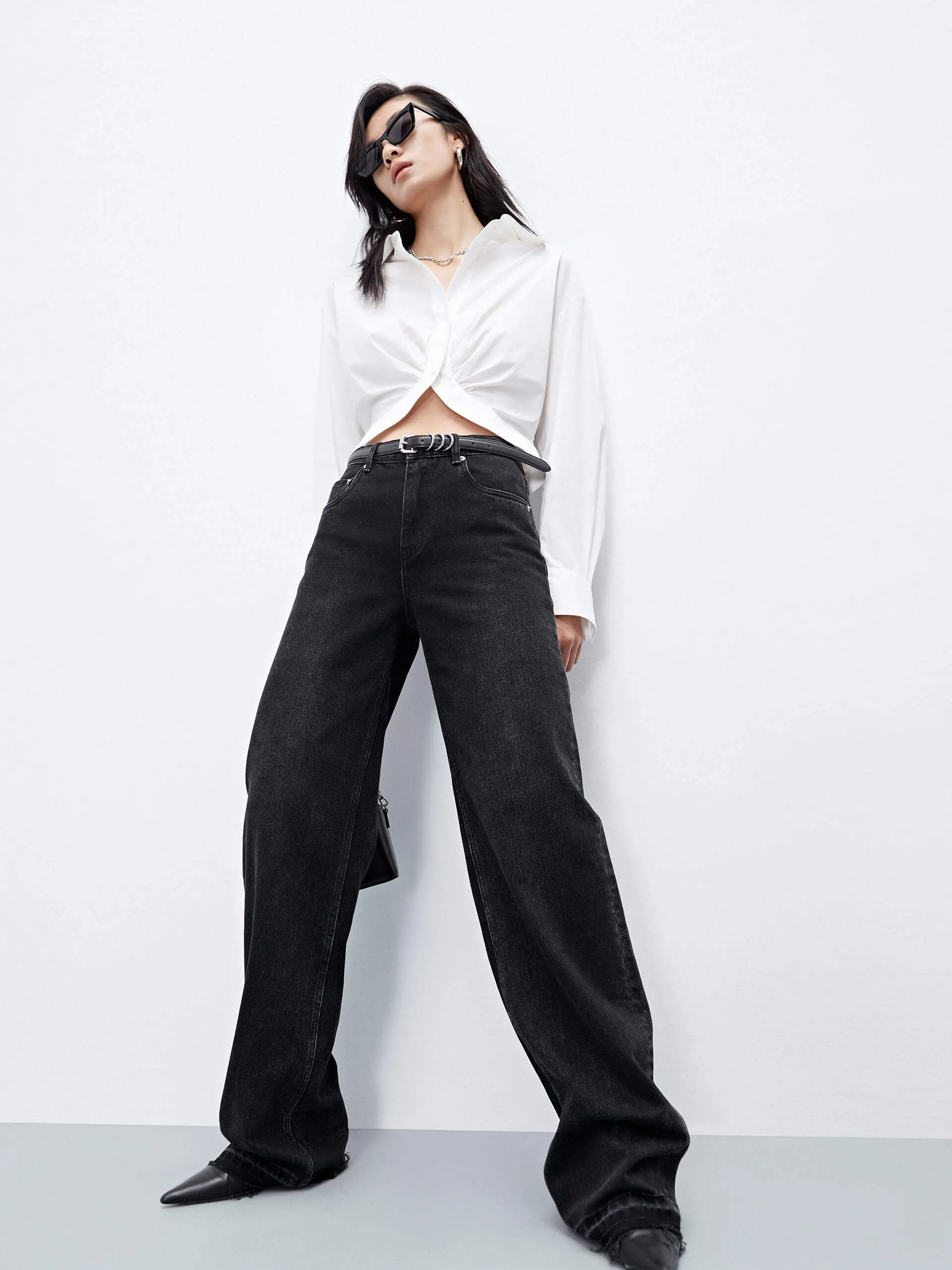 Cropped Cotton Blend Shirt