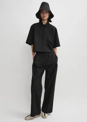 Cropped cotton-poplin shirt black