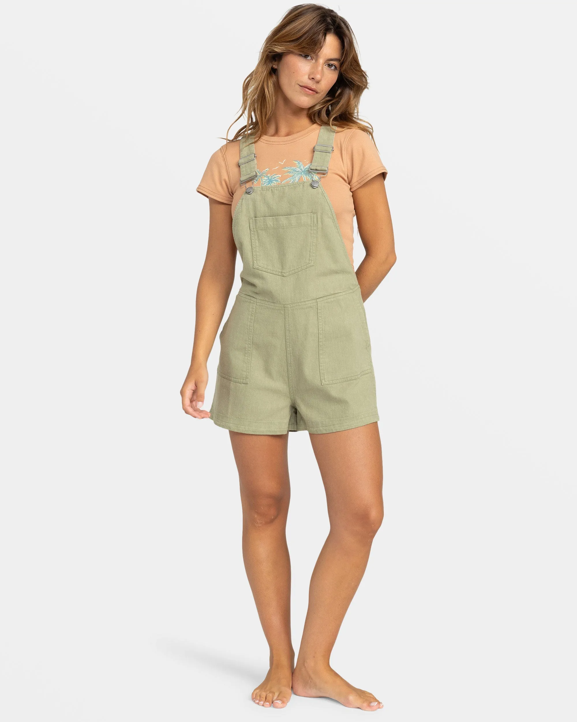 Crystal Coast Short Overall - Oil Green