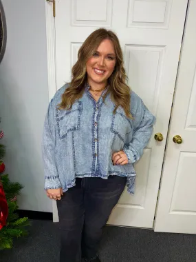 Curvy Simple Life Denim Top