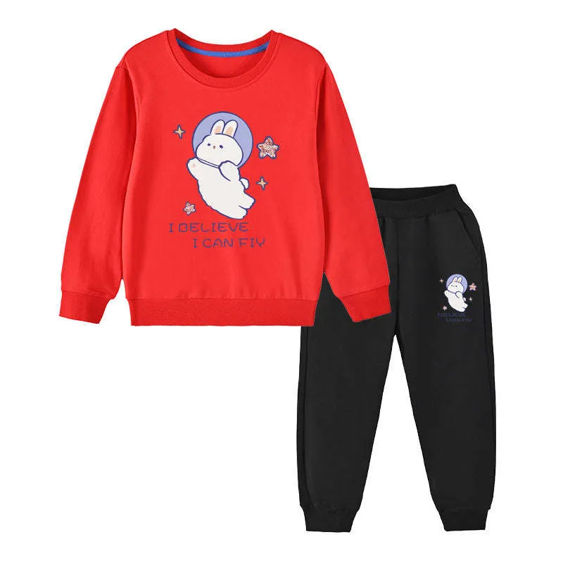 Cute Bunny Graphic Hoodie Sets