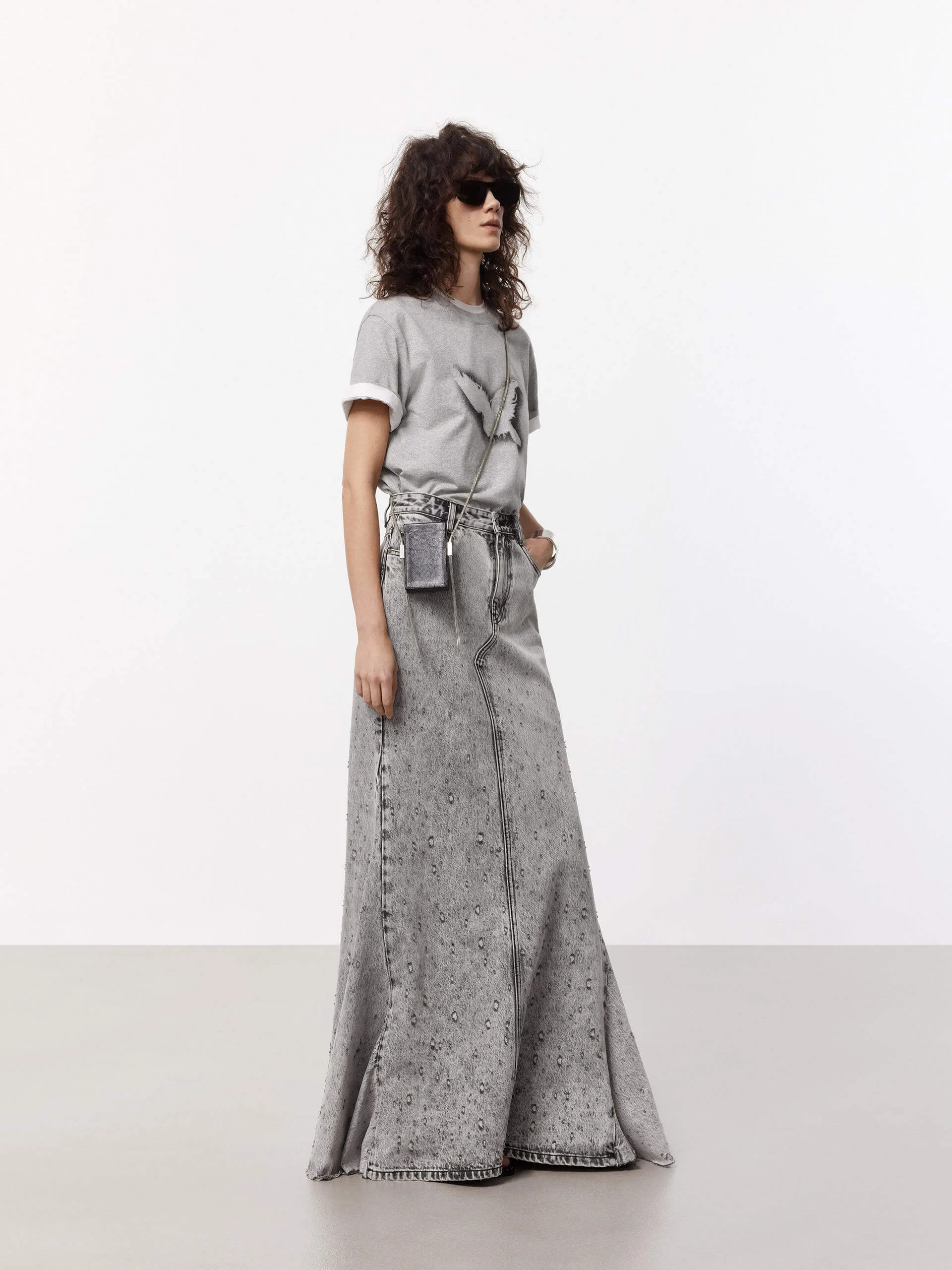 Distressed Effect Maxi Skirt