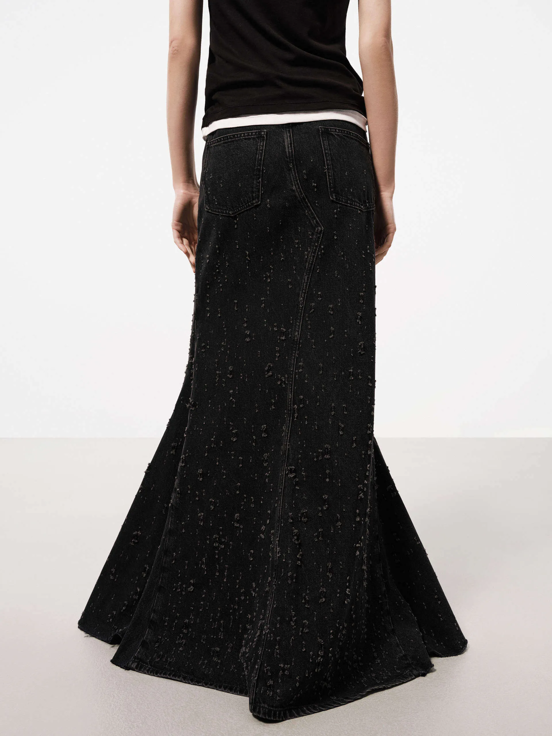 Distressed Effect Maxi Skirt