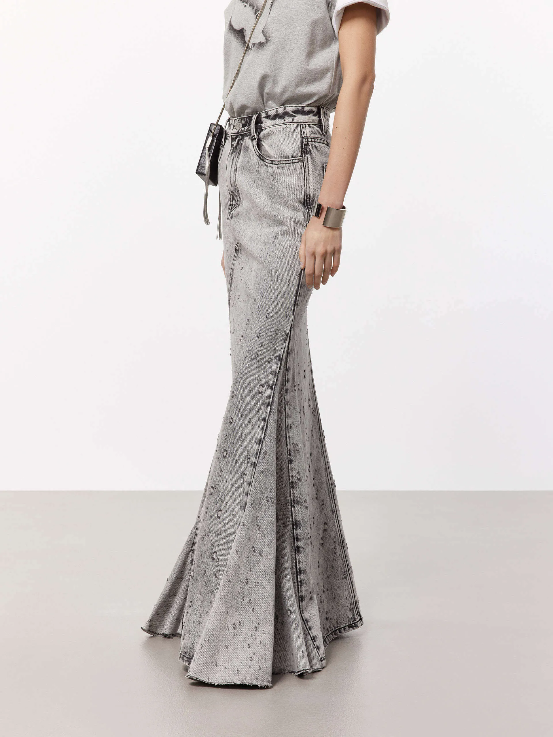 Distressed Effect Maxi Skirt