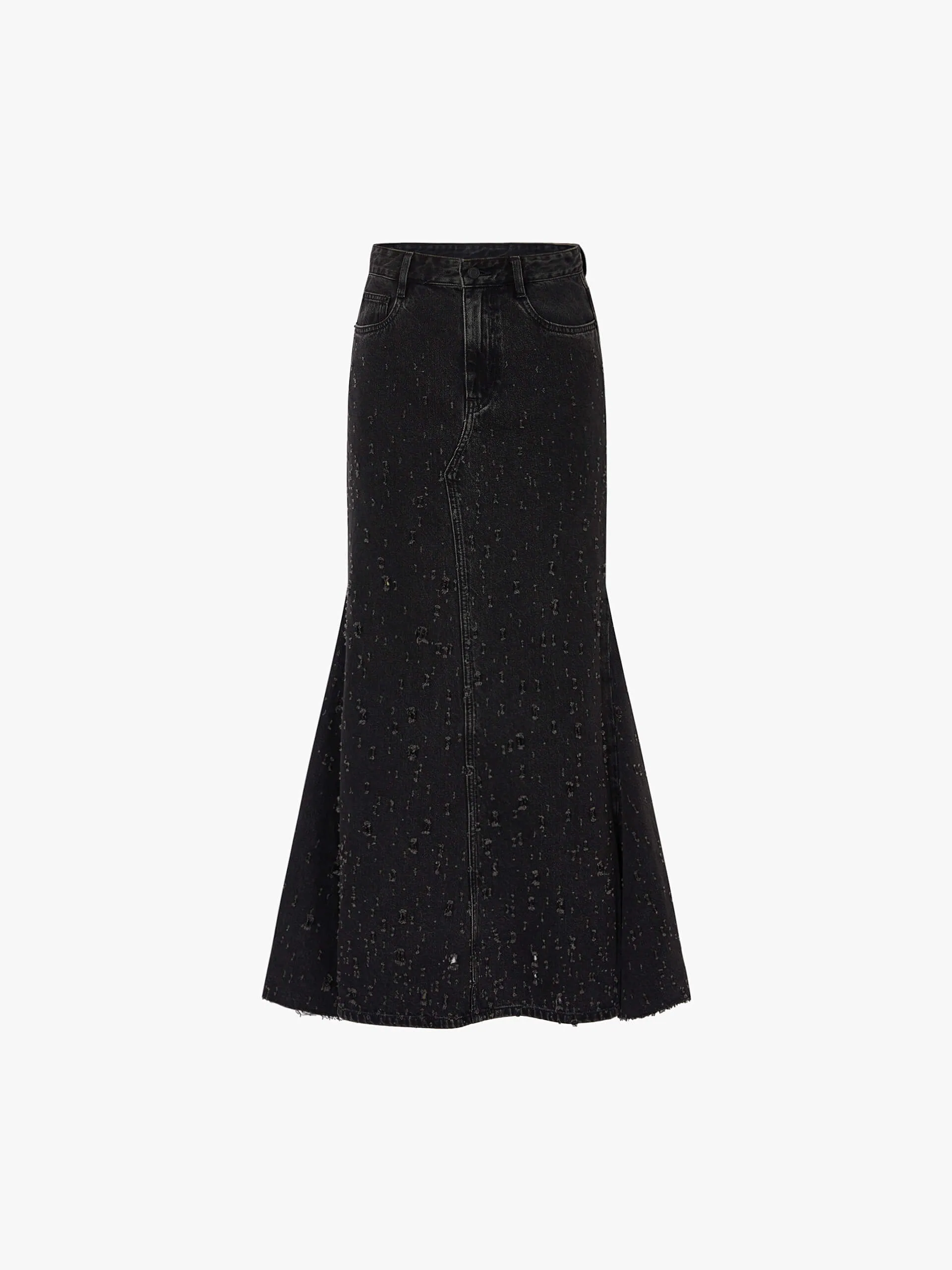 Distressed Effect Maxi Skirt