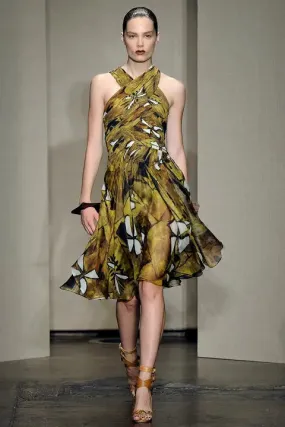 Donna Karan Spring 2012 Tribal Print Cross-Neck Dress