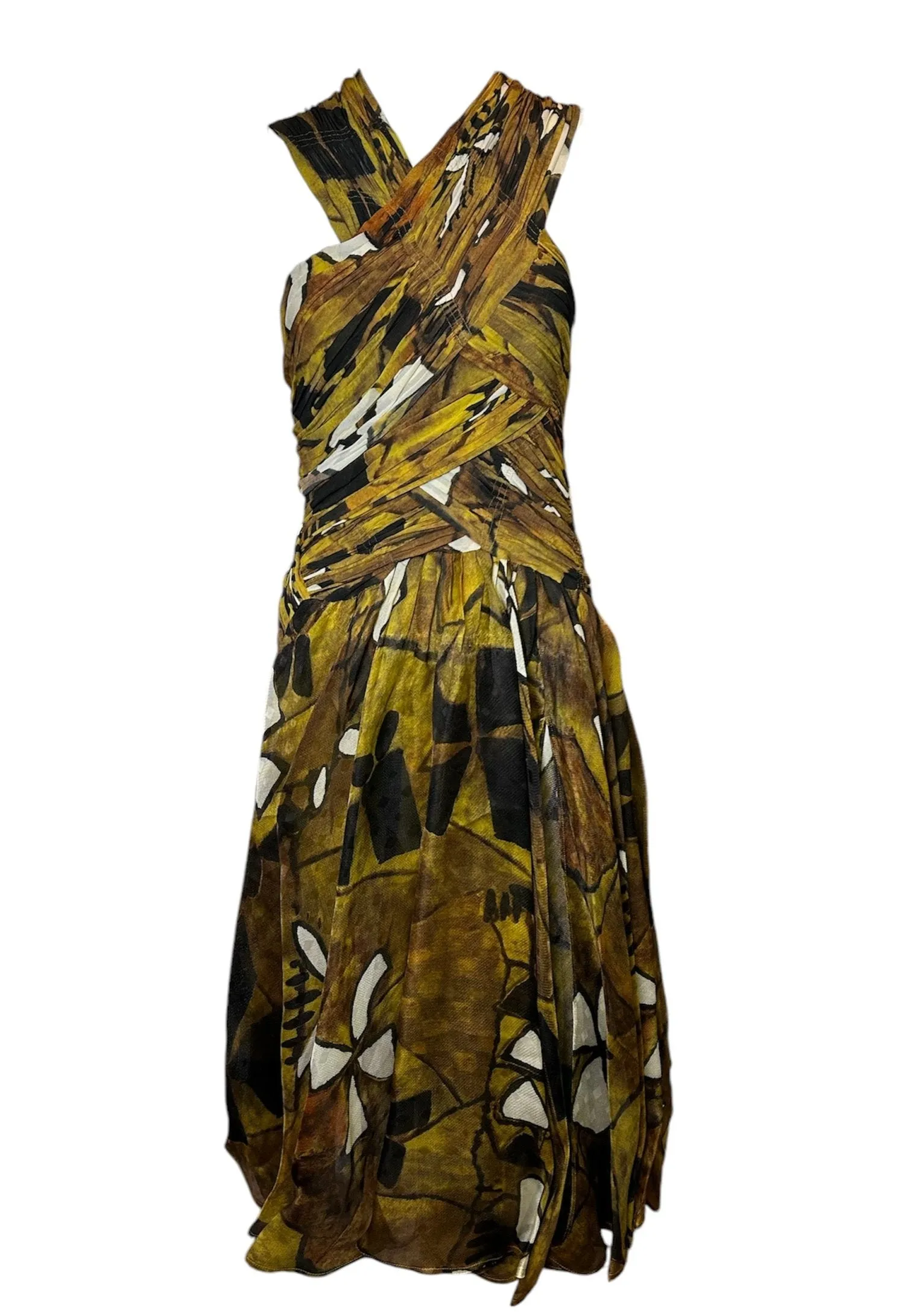 Donna Karan Spring 2012 Tribal Print Cross-Neck Dress