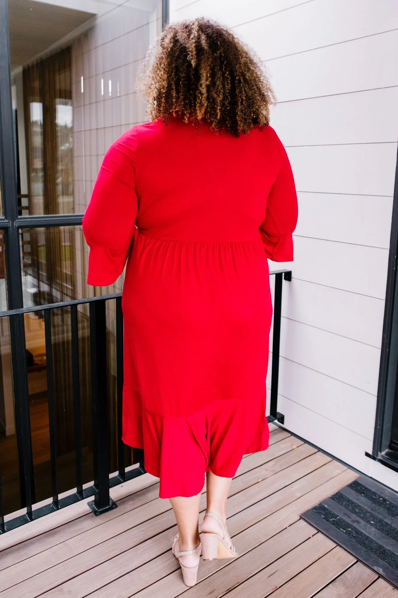 DOORBUSTER Cloudy Skies Dress in Crimson