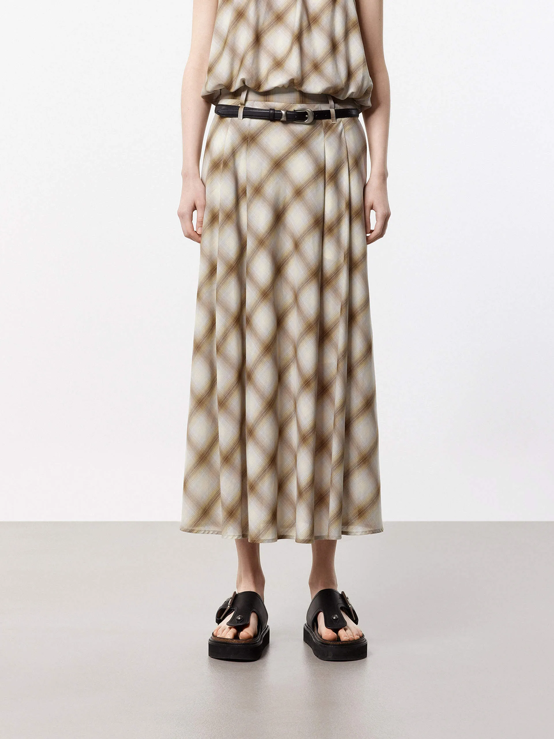 Double Loops Plaid Skirt