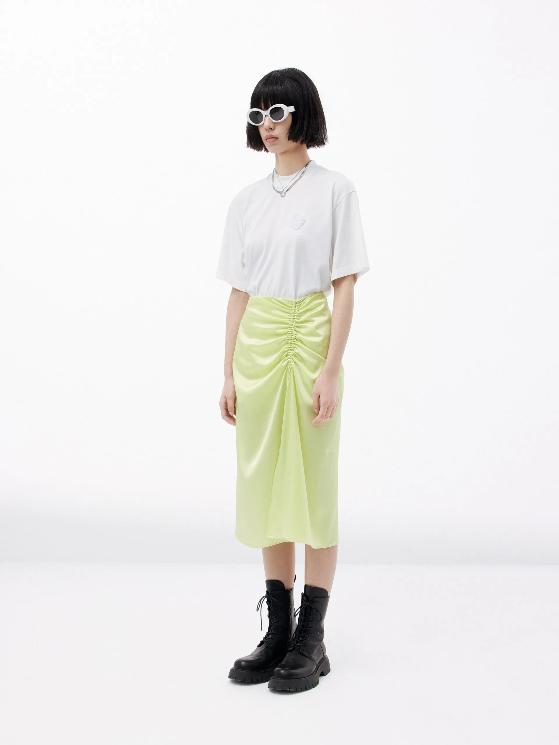 Draped Triacetate Blend Skirt