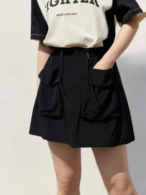 Drawstring Cargo Mini Skirt