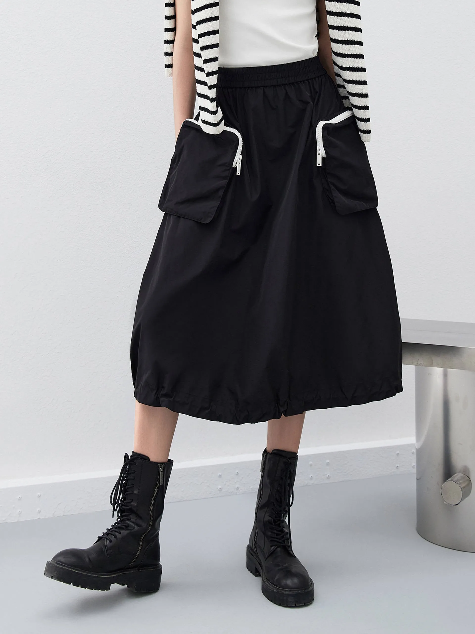 Drawstring Cargo Pockets Skirt