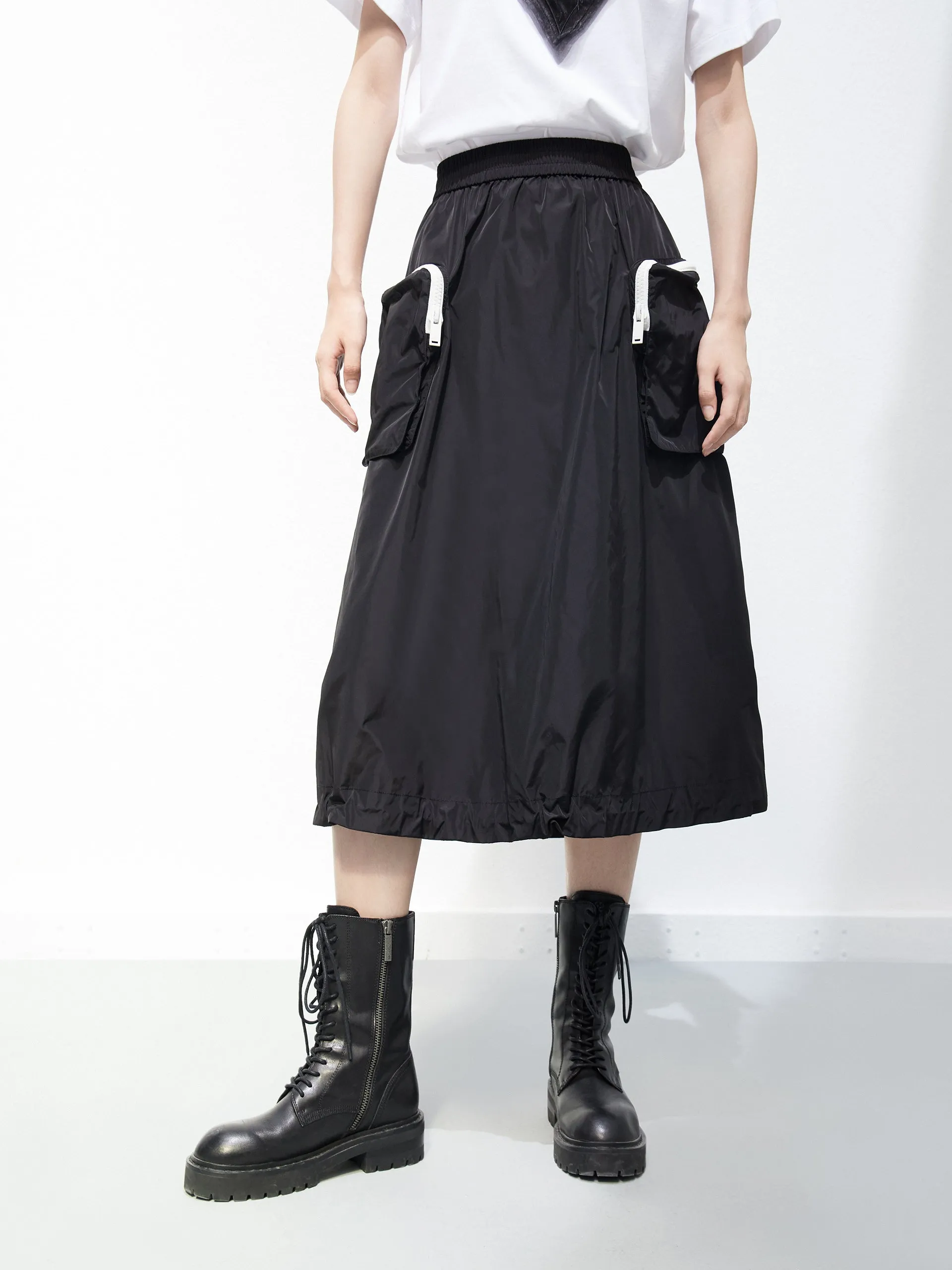 Drawstring Cargo Pockets Skirt