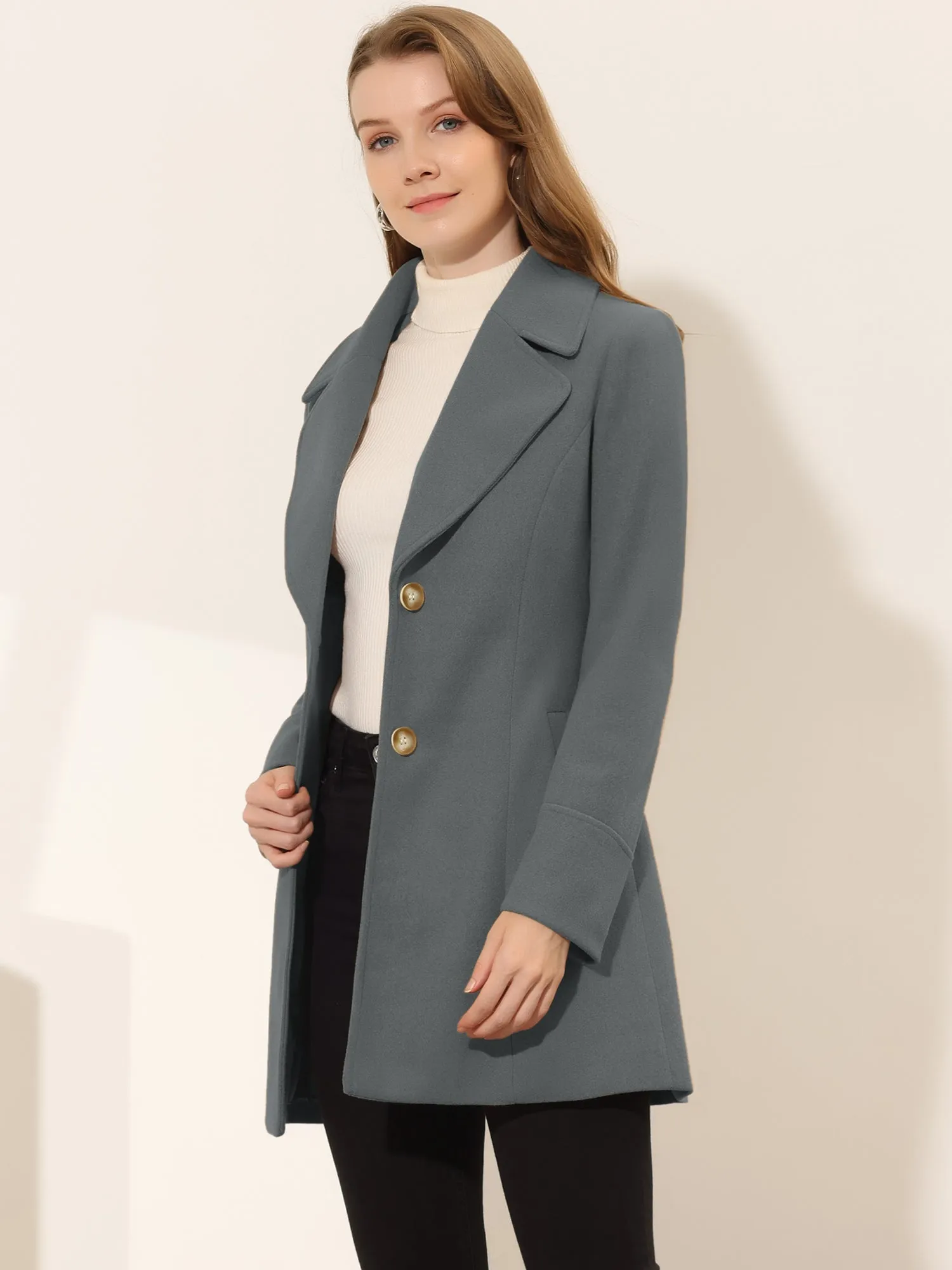 Elegant Notched Shawl Collar Single Breasted Winter Long Coat