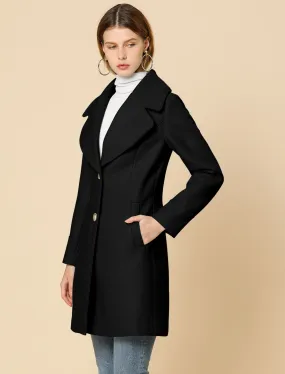 Elegant Notched Shawl Collar Single Breasted Winter Long Coat