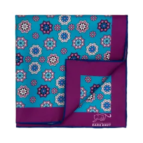 Everett Foulard Silk Pocket Square, Light Blue / Purple / Pink