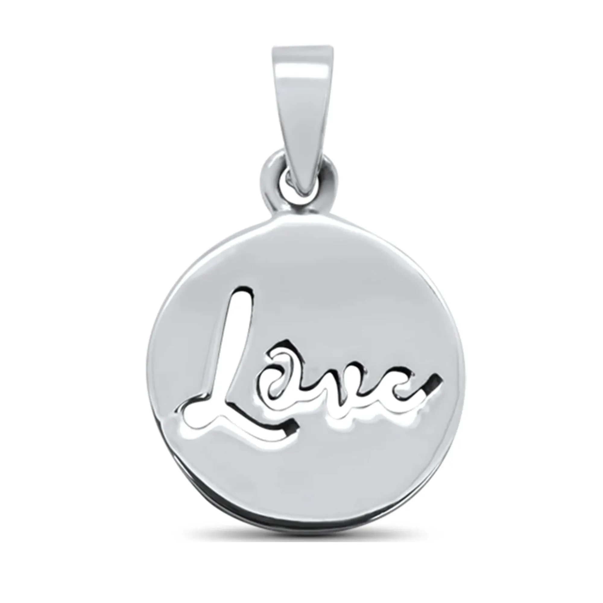 Fashion Women's 925 Sterling Silver Plain Love Engraved Pendant