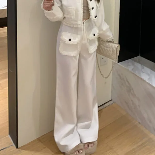 Fashionable Temperament Coat Wide-Leg Pants Set