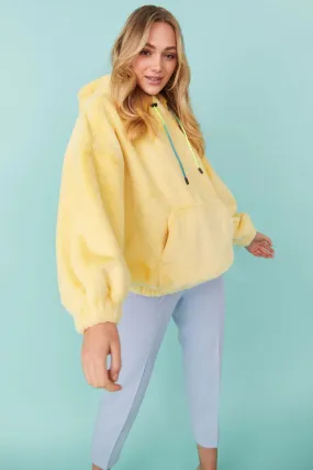 Faux Fur Oversized Yellow Hoodie