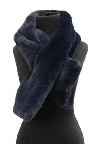 Faux Fur Pull Through Muffler - Navy