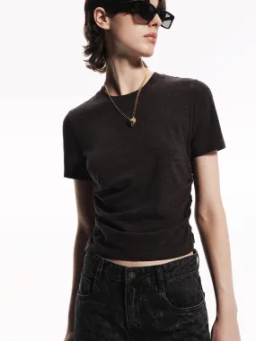 Fitted Side Pleated T-shirt