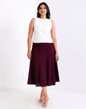 Flared Pleated Midi Skirt