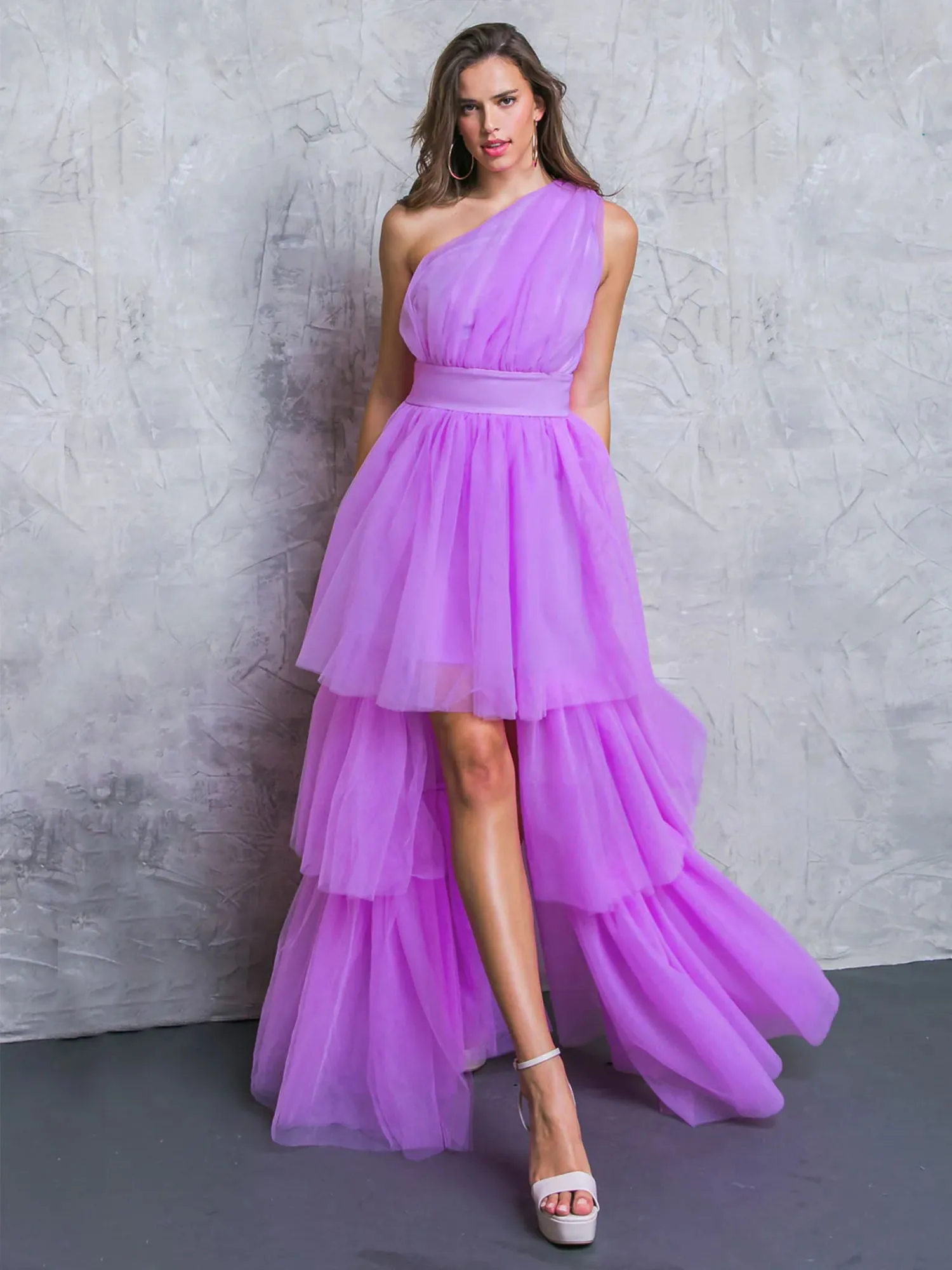 Flying Tomato One Shoulder Tiered High Low Tulle Dress - Brands We Love