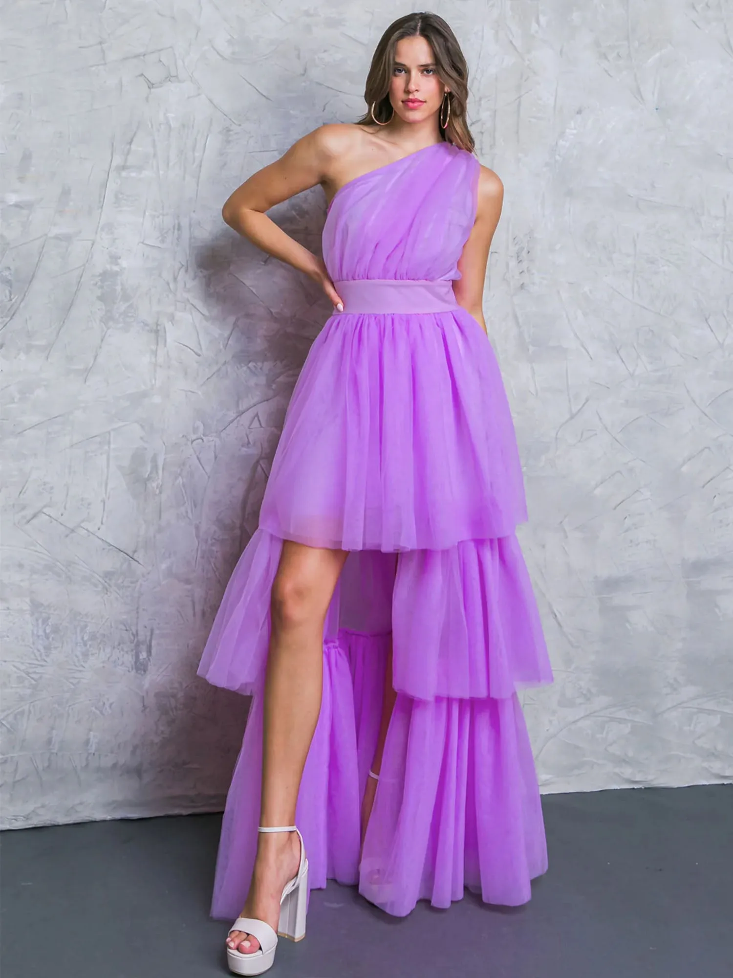 Flying Tomato One Shoulder Tiered High Low Tulle Dress - Brands We Love