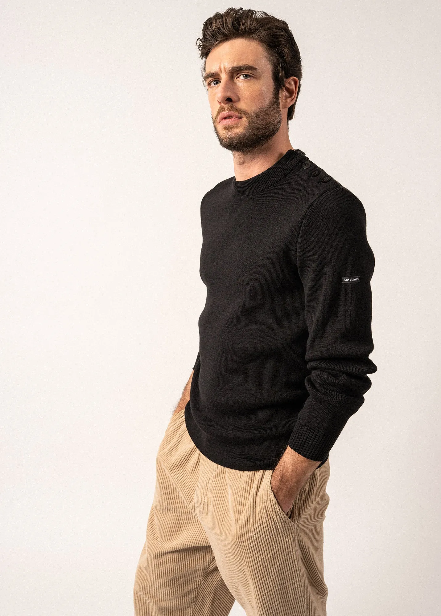 Galiote sailor jumper - regular fit, in blended wool (NOIR)