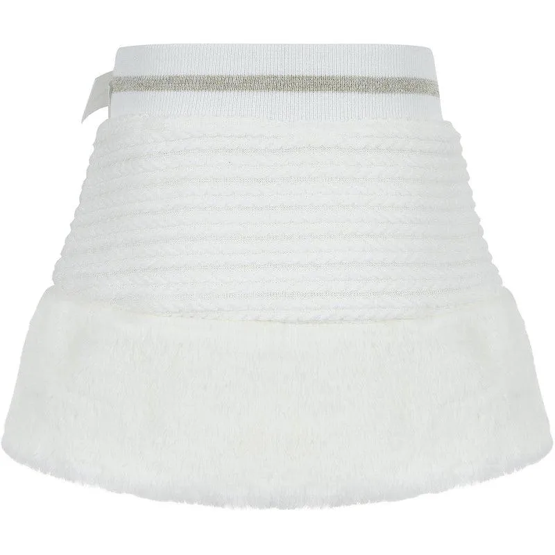 Girls White Faux Fur Bow Skirt