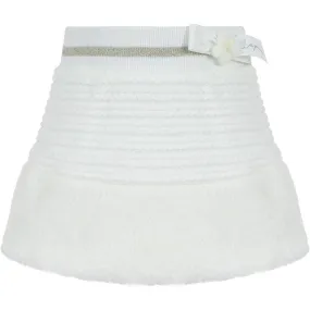 Girls White Faux Fur Bow Skirt