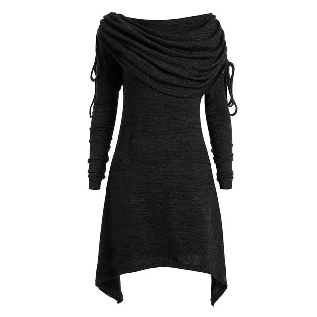 Gothic Casual Asymmetric Pleated Short Dress