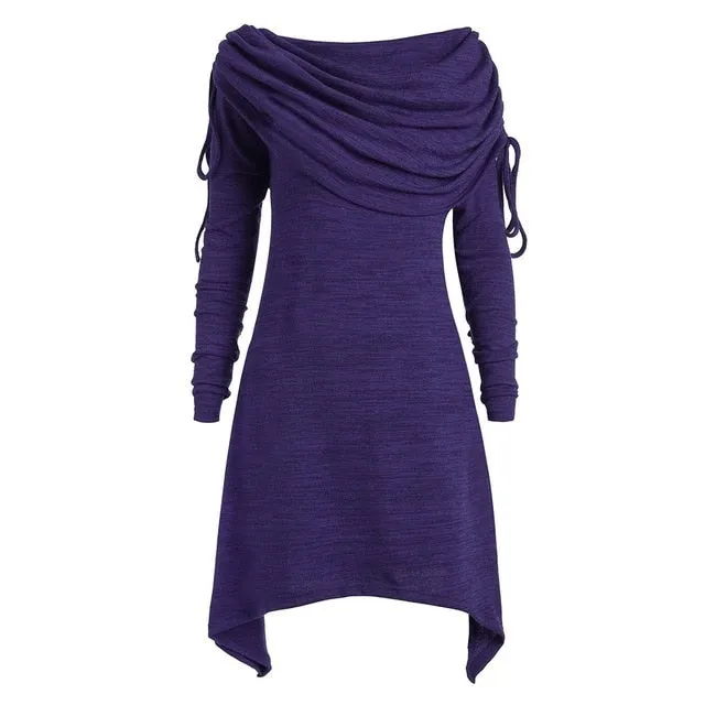 Gothic Casual Asymmetric Pleated Short Dress