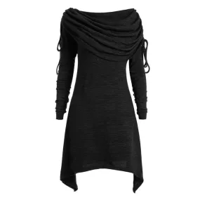 Gothic Casual Asymmetric Pleated Short Dress