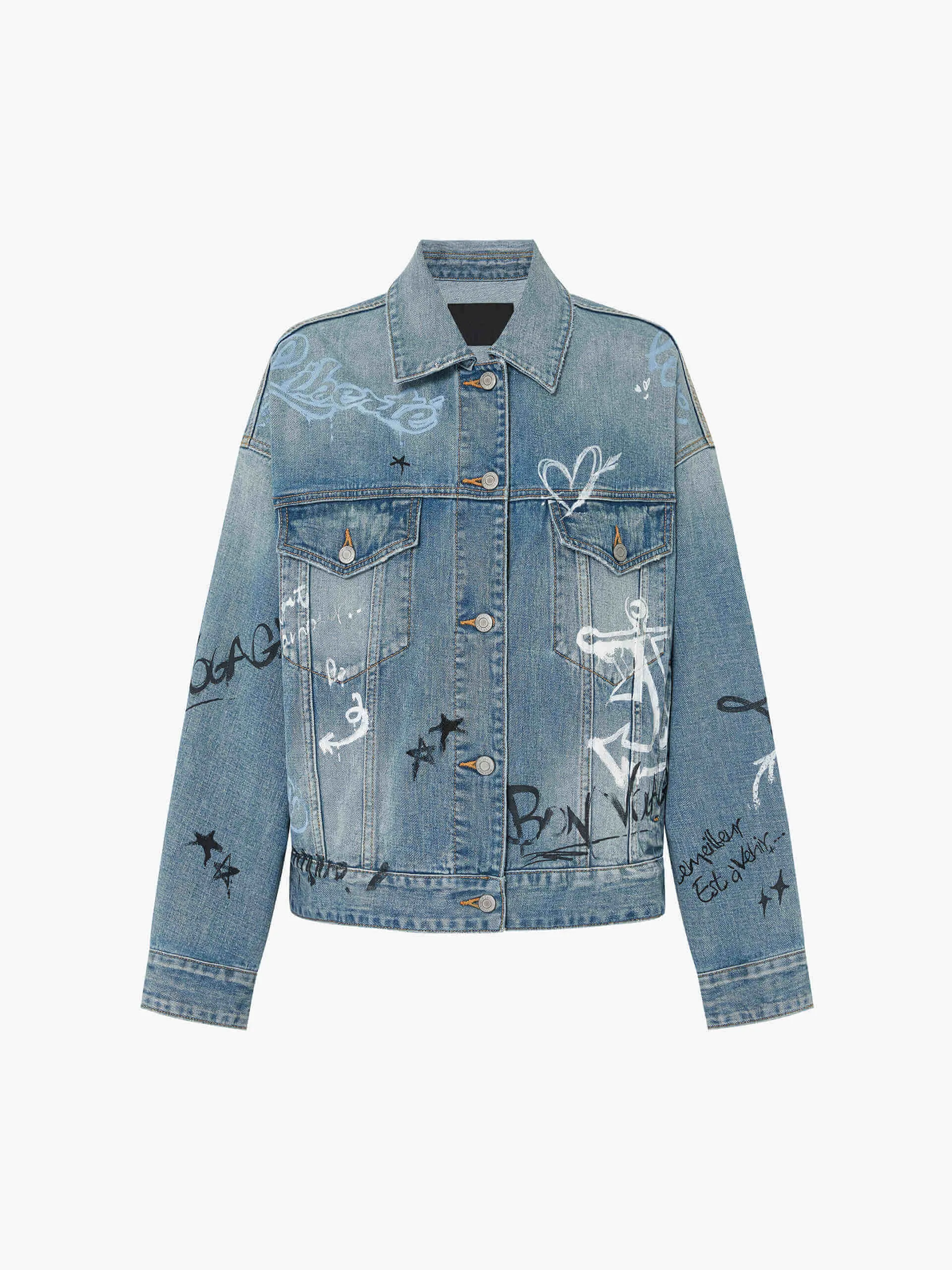 Graffiti Pattern Denim Jacket