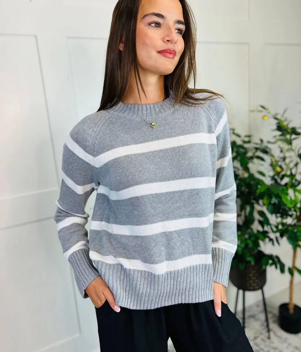 Grey Classic Striped Jumper