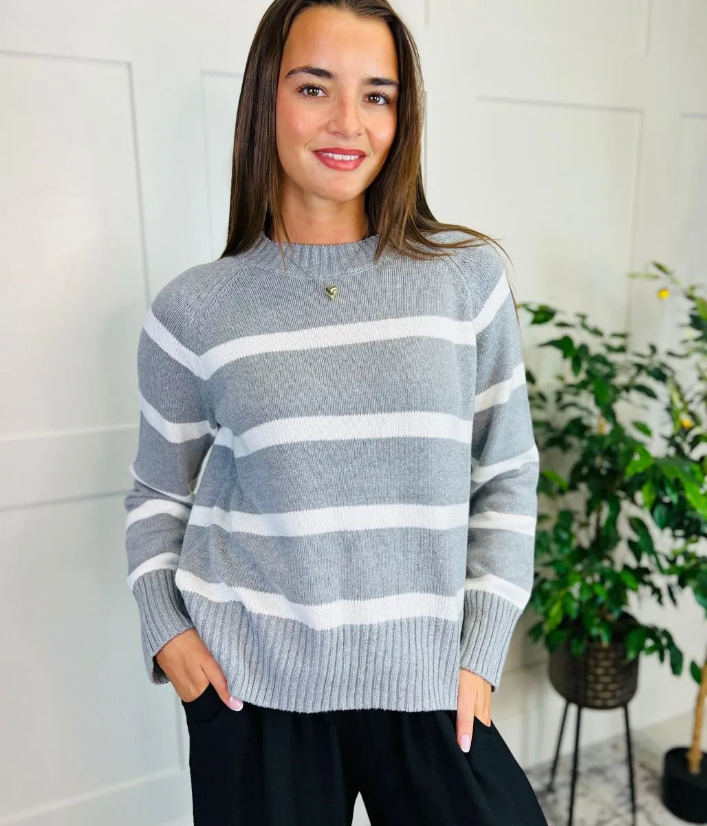 Grey Classic Striped Jumper